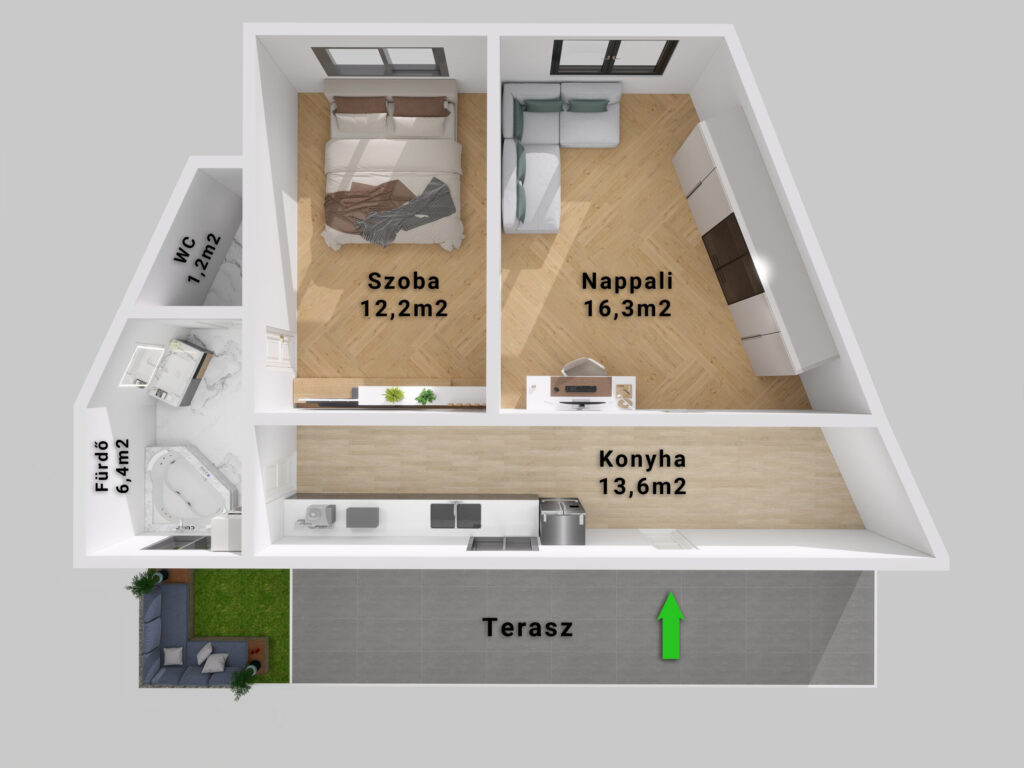 3D alaprajz Dorog feliratos